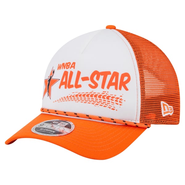  WNBA Gear New Era 9FORTY A-Frame Graphic Trucker Hat - White/Orange